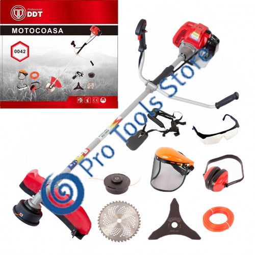  Motocoasa DDT DDT-0042 , 6 CP, 51,7 CC, 2 timpi, 6000 RPM, 150 cm lungime arbore,8 accesorii incluse 