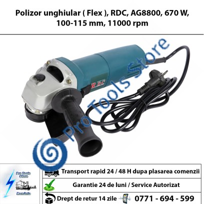  Polizor unghiular ( Flex ), RDC, AG8800, 670 W, 100-115 mm, 11000 rpm 