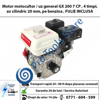 Motor motocultor / uz general GX 200 7.5 CP , 4 timpi, ax cilindric 20 mm, pe benzina , FULIE INCLUSA