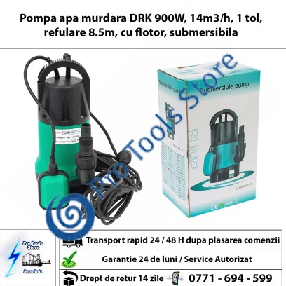 Pompa apa murdara DRK 900W, 14m3/h, 1 tol, refulare 8.5m, cu flotor, submersibila