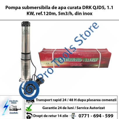 Pompa submersibila DRK QJD5, 1.1 KW, ref.120m, 5m3/h, din inox