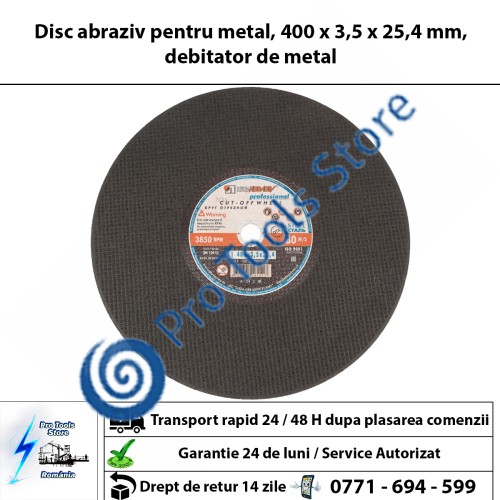 Disc abraziv pentru metal, 400 x 3,5 x 25,4 mm, debitator de metal