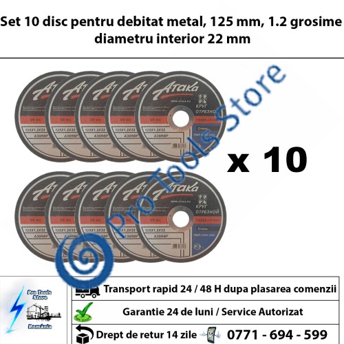 Set 10 disc pentru debitat metal, 125 mm, 1.2 grosime, diametru interior 22 mm