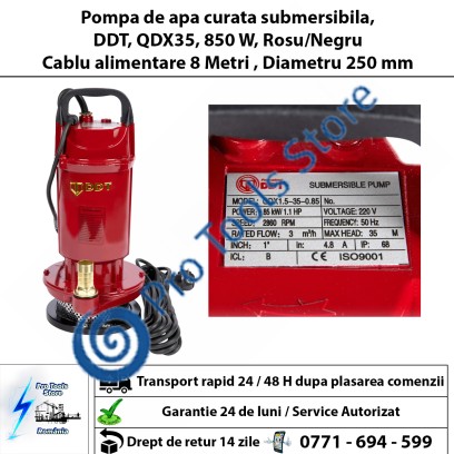 Pompa submersibila , DDT, QDX35, 850 W, Rosu / Negru