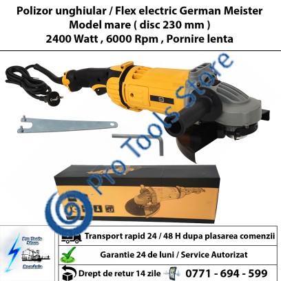 Polizor unghiular , Flex electric , German Meister , Model mare ( disc 230 mm ) , 2400 W , 6500 Rpm