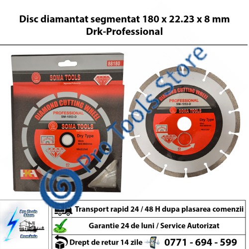 Disc diamantat segmentat 180 x 22.23 x 8 mm Drk-Professional