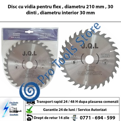 Disc cu vidia pentru flex , diametru 210 mm , 30 dinti , diametru interior 30 mm