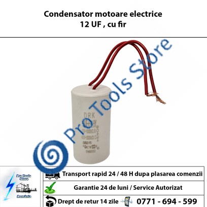Condensator motoare electrice 12 UF , cu fir