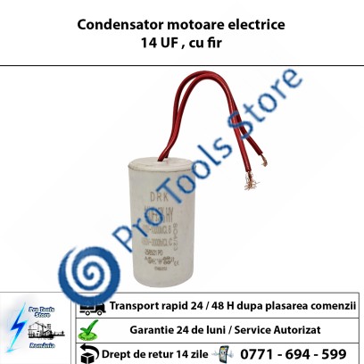 Condensator motoare electrice 14 UF , cu fir