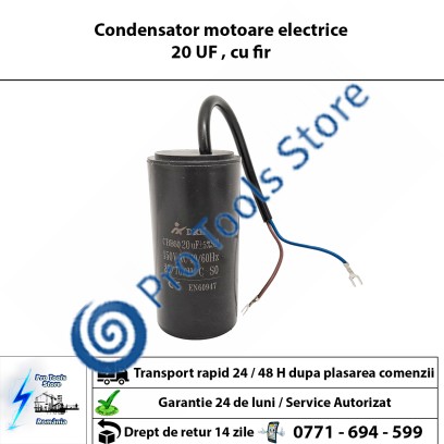 Condensator motoare electrice 20 UF , cu fir