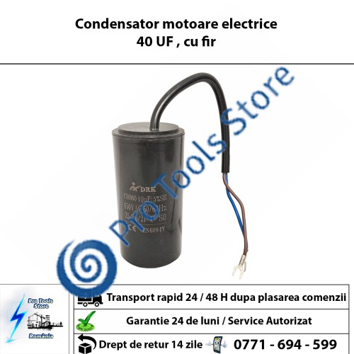 Condensator motoare electrice 40 UF , cu fir