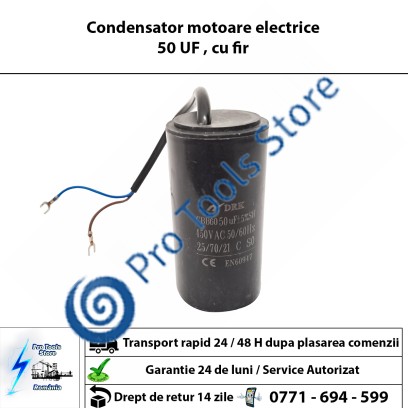 Condensator motoare electrice 50 UF , cu fir