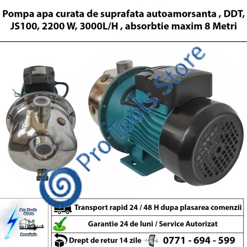 Pompa autoamorsanta de suprafata , DDT, JS100, 2200 W, 3000l/h