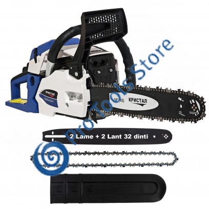 Drujba pe benzina DDT KRISTAL, motor 2 Timpi , 2 lame + 2 lanturi, 7 Cp, 58 cmc, lama 50 cm , demaror din magneziu