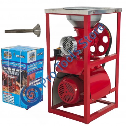 Masina de tocat carne profesionala, German Meister, 1,2 kw, 1400 rpm , palnie inox, nr 32, buton on/off , 2 curele
