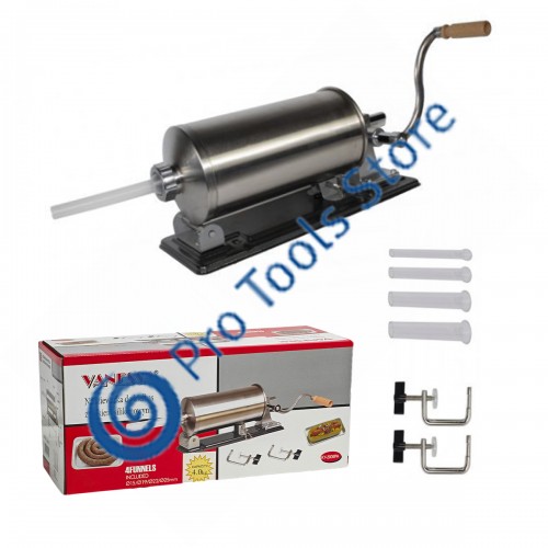 Aparat de umplut carnati, Vanessa, 4 kg, metal/inox, Orizontal/Rabatabil 4 palnii, prindere de masa