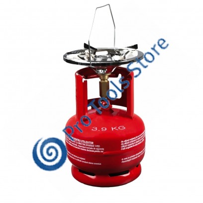 Butelie camping cu arzator din metal cu talpa si guler de protectie pentru conector 5 L