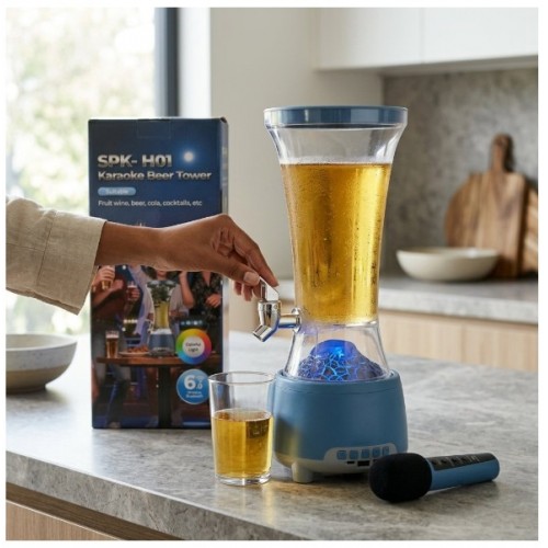Dozator De Bauturi 3 In 1, Capacitate 1.5L, Boxa Bluetooth 5.0, Karaoke Cu Microfon, Lumini LED RGB Dozator De Bauturi 3 In 1, Capacitate 1.5L, Boxa Bluetooth 5.0, Karaoke Cu Microfon, Lumini LED RGB