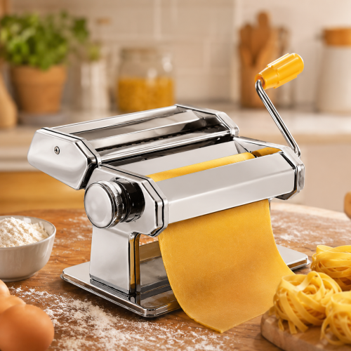Masina Manuala pentru Paste, 5 Tipuri de Paste, Reglaj Grosime Aluat, Fixare pe Masa, Inox Masina Manuala pentru Paste, 5 Tipuri de Paste, Reglaj Grosime Aluat, Fixare pe Masa, Inox