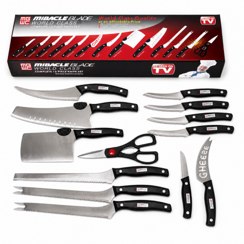 Set 13 Piese Cuțite de Bucătărie Miracle Blade World Class, Lame din Oțel Inoxidabil, Mânere Ergonomice, Foarfecă și Cuțit pentru Brânză Set 13 Piese Cuțite de Bucătărie Miracle Blade World Class, Lame din Oțel Inoxidabil, Mânere Ergonomice, Foarfecă și Cuțit pentru Brânză