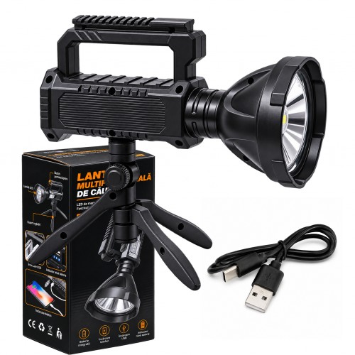 Lanternă LED Reîncărcabilă W5119 cu Trepied Reglabil, USB Power Bank, Indicator Baterie și 4 Moduri de Iluminare Lanternă LED Reîncărcabilă W5119 cu Trepied Reglabil, USB Power Bank, Indicator Baterie și 4 Moduri de Iluminare