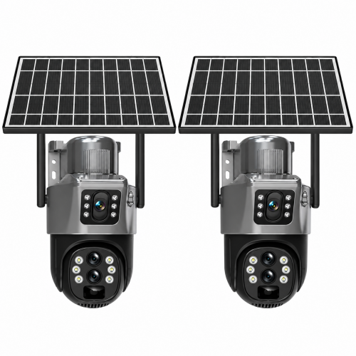 " SET 2 BUCATI " Cameră de Supraveghere WiFi Solară ZY-TP16G – Dual Lens 6MP (3MP+3MP), Rotire 360°, Vedere Nocturnă Color , Gri " SET 2 BUCATI " Cameră de Supraveghere WiFi Solară ZY-TP16G – Dual Lens 6MP (3MP+3MP), Rotire 360°, Vedere Nocturnă Color , Gri