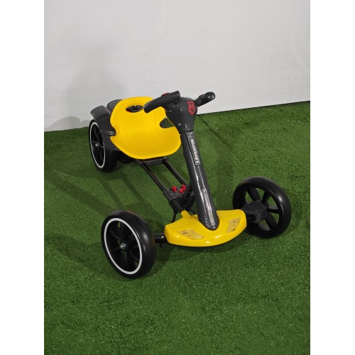 Kart electric pliabil, HARCRAFT, alimentare 12V, control parental prin telecomanda, 2 viteze , Inainte / Inapoi , Galben + Negru