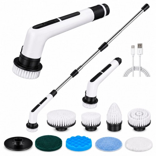 Perie Electrică de Curățare 9 în 1, 25W, Acumulator Reîncărcabil, Mâner Telescopic, Autonomie până la 90 min, IPX7, 9 Accesorii Perie Electrică de Curățare 9 în 1, 25W, Acumulator Reîncărcabil, Mâner Telescopic, Autonomie până la 90 min, IPX7, 9 Accesorii