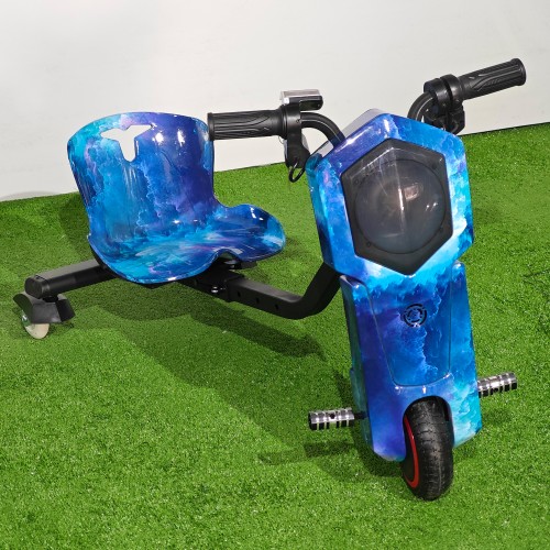 Tricicletă Electrică Copii cu Drift 360° – 350W, 36V, Bluetooth + Difuzor, Lumini LED, 20 km/h, Blue - Ocean