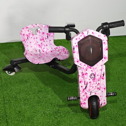 Tricicletă Electrică Copii cu Drift 360° – 350W, 36V, Bluetooth + Difuzor, Lumini LED, 20 km/h, Roses
