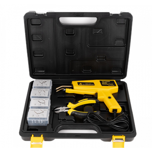 Trusa pistol lipit plastic la cald multifunctional, 400 capse, cleste si cutter, galben Trusa pistol lipit plastic la cald multifunctional, 400 capse, cleste si cutter, galben