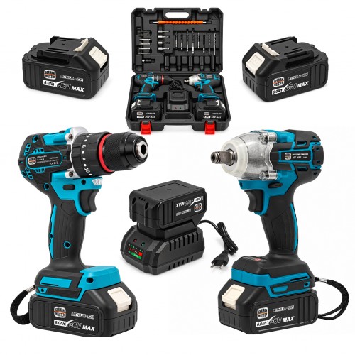 Set 2 Scule cu Acumulator German Meister 36V MAX – Mașină de Găurit și Înșurubat Brushless 80 Nm + Cheie de Impact 380 Nm, 2 Acumulatori 6Ah, Încărcător, Accesorii și Valiză Set 2 Scule cu Acumulator German Meister 36V MAX – Mașină de Găurit și Înșurubat Brushless 80 Nm + Cheie de Impact 380 Nm, 2 Acumulatori 6Ah, Încărcător, Accesorii și Valiză