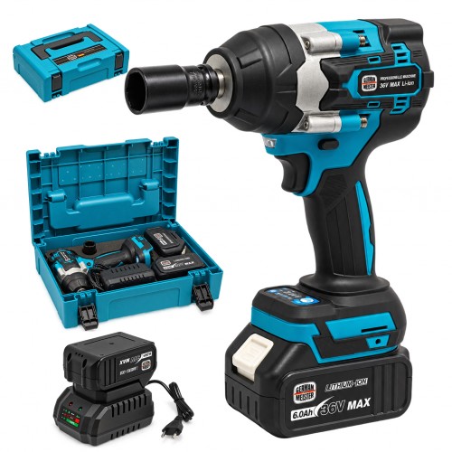 Cheie de Impact cu Acumulator German Meister 36V MAX, Brushless, 700 Nm, 4800 RPM, 2 Acumulatori 6Ah, Încărcător și Valiză Cheie de Impact cu Acumulator German Meister 36V MAX, Brushless, 700 Nm, 4800 RPM, 2 Acumulatori 6Ah, Încărcător și Valiză