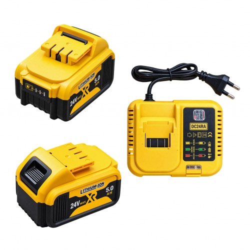 Set 2 Acumulatori Li-Ion 24V MAX XR 5.0Ah + Încărcător Rapid German Meister Set 2 Acumulatori Li-Ion 24V MAX XR 5.0Ah + Încărcător Rapid German Meister