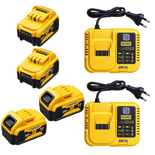Set 4 Acumulatori Li-Ion 24V MAX XR 5.0Ah + 2 Încărcător Rapid German Meister Set 4 Acumulatori Li-Ion 24V MAX XR 5.0Ah + 2 Încărcător Rapid German Meister