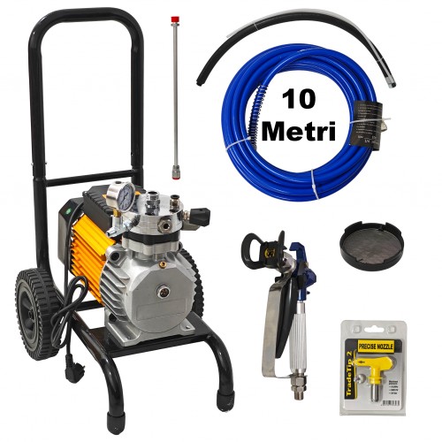 Pulverizator Airless Profesional German Meister 990, 3000 W, 3300 PSI, 16 L/min, Furtun 10 m, Pistol Profesional, pentru Lavabilă, Vopsele și Lacuri Pulverizator Airless Profesional German Meister 990, 3000 W, 3300 PSI, 16 L/min, Furtun 10 m, Pistol Profesional, pentru Lavabilă, Vopsele și Lacuri