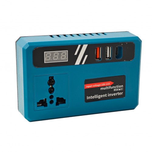 Invertor Multifuncțional 18-21V la 220V, 150W, USB-A, USB-C, Display LED, Compatibil Acumulatori 18V/21V Invertor Multifuncțional 18-21V la 220V, 150W, USB-A, USB-C, Display LED, Compatibil Acumulatori 18V/21V