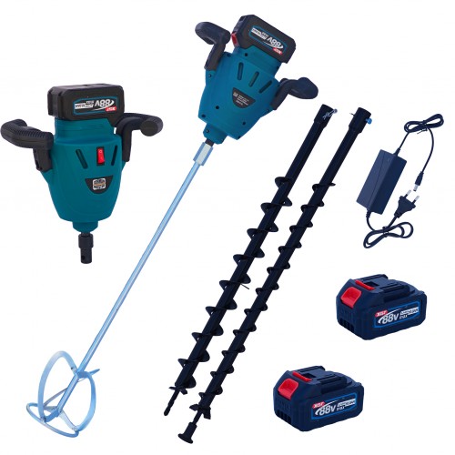 Motoburghiu și Mixer Electric 2 în 1 German Meister 21V, 500W, 2200 RPM, Acumulator XGT 88V 10Ah, Burghiu pentru Pământ și Paletă de Amestecare Incluse Motoburghiu și Mixer Electric 2 în 1 German Meister 21V, 500W, 2200 RPM, Acumulator XGT 88V 10Ah, Burghiu pentru Pământ și Paletă de Amestecare Incluse