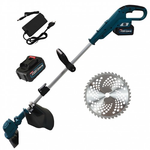 Motocoasa electrica, cu 2 acumulatori, German Meister, 128V, 8Ah, 2 disc-uri incluse