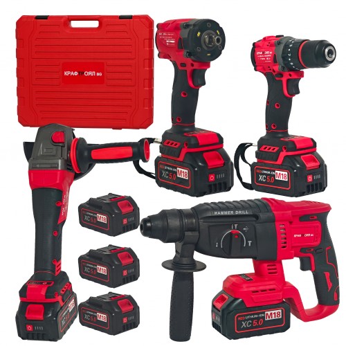 Trusa 4 piese cu acumulator, Brushless, Autofiletanta, Polizor unghiular, Rotopercutor, Pistol de impact, Model NOU Trusa 4 piese cu acumulator, Brushless, Autofiletanta, Polizor unghiular, Rotopercutor, Pistol de impact, Model NOU