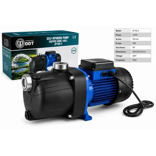 Pompă de Apă Autoamorsantă DDT Professional JP100-2, 1500W / 2CP, Debit 35 L/min, Refulare 35m, Aspirație 7m, Bobinaj 100% Cupru