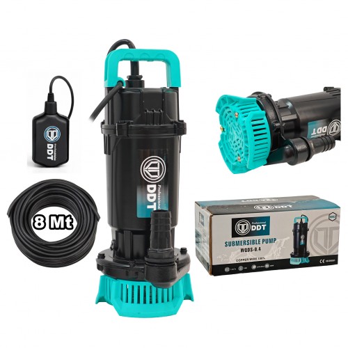 Pompă Submersibilă cu Plutitor pentru Apă Curată DDT WQDS-0.4, 400W / 0.5CP, Debit 1.5 m³/h, Refulare 18m, Bobinaj Cupru, IP68