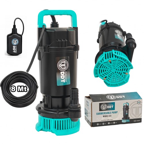 Pompă Submersibilă cu Plutitor pentru Apă Curată DDT WQDS-0.6, 600W / 0.75CP, Debit 3 m³/h, Refulare 25m, Bobinaj Cupru, IP68