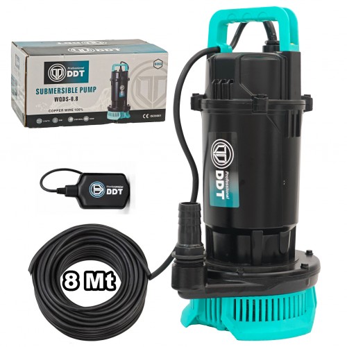 Pompă Submersibilă cu Plutitor pentru Apă Curată DDT WQDS-0.8, 800W / 1CP, Debit 3 m³/h, Refulare 35m, Bobinaj Cupru, 220V