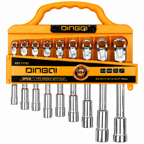 Set chei tubulare tip L DINGQI 9 piese, 8–19 mm, oțel Cr-V – chei tubulare unghiulare profesionale Set chei tubulare tip L DINGQI 9 piese, 8–19 mm, oțel Cr-V – chei tubulare unghiulare profesionale