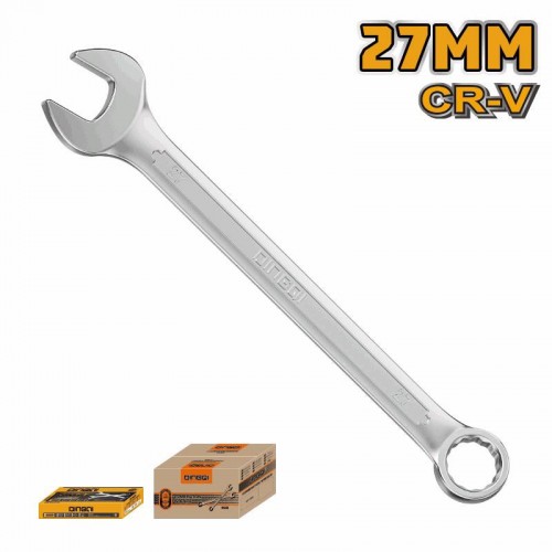 Cheie combinată 27 mm DINGQI Cr-V – Cheie fixă și inelară din oțel Crom Vanadiu, finisaj cromat Cheie combinată 27 mm DINGQI Cr-V – Cheie fixă și inelară din oțel Crom Vanadiu, finisaj cromat