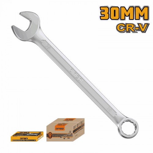 Cheie combinată 30 mm DINGQI Cr-V – Cheie fixă și inelară din oțel Crom Vanadiu, finisaj cromat profesional Cheie combinată 30 mm DINGQI Cr-V – Cheie fixă și inelară din oțel Crom Vanadiu, finisaj cromat profesional