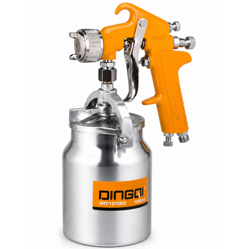 Pistol de vopsit pneumatic DINGQI cu cană inferioară 1000 ml, duză 1.8 mm – alimentare prin sucțiune, profesional Pistol de vopsit pneumatic DINGQI cu cană inferioară 1000 ml, duză 1.8 mm – alimentare prin sucțiune, profesional