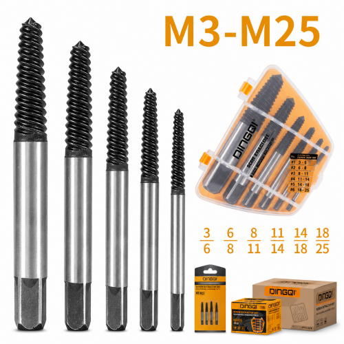 Set Extractoare pentru Șuruburi Rupte DINGQI 6 Piese M3–M25 – Demontare Șuruburi, Prezoane și Bolțuri Blocate Set Extractoare pentru Șuruburi Rupte DINGQI 6 Piese M3–M25 – Demontare Șuruburi, Prezoane și Bolțuri Blocate