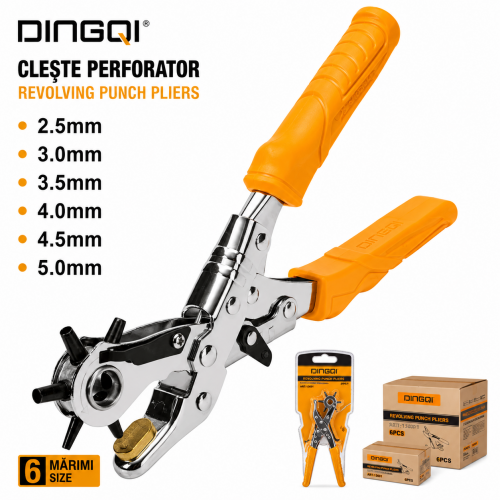 Clește Preducea DINGQI 9" cu 6 Dimensiuni de Perforare – Pentru Curele, Piele, Textile și Materiale Plastice Clește Preducea DINGQI 9" cu 6 Dimensiuni de Perforare – Pentru Curele, Piele, Textile și Materiale Plastice